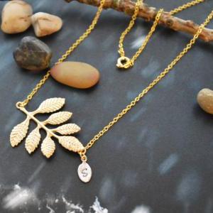 A-167 Leaf necklace, Personalized i..