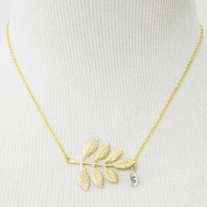 A-167 Leaf necklace, Personalized i..