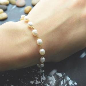 C-077 Rosary Bracelet, White Pearl Bracelet, Stone..
