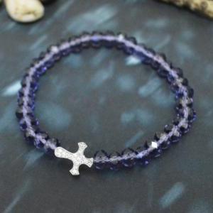 C-147 Rosary bracelet, Crystal, Pur..
