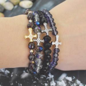 C-147 Rosary bracelet, Crystal, Pur..