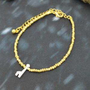 C-157 Gold Beaded Bracelet, Seed Bead Bracelet,..
