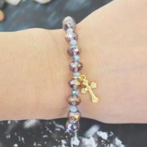 C-144 Rosary Bracelet, Crystal, Rhinestone,..