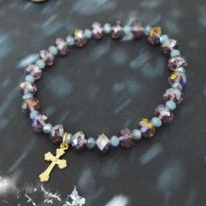 C-144 Rosary Bracelet, Crystal, Rhinestone,..