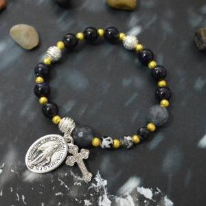 C-139 Rosary Bracelet, Stretch Bracelet, Stone..