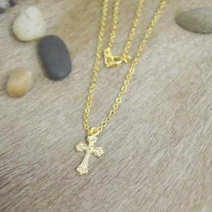A-186 Cross Necklace, Simple Necklace, Modern..