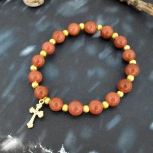 C-143 Rosary Bracelet, Stretch Bracelet, Stone..