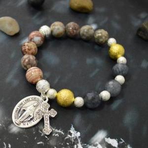 C-134 Rosary bracelet, Stretch brac..