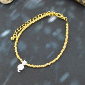 C-155 Gold Beaded Bracelet, Seed Beads Bracelet,..