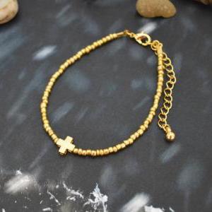 C-120 Gold Beaded Bracelet, Seed Beads Bracelet,..