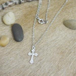 A-187 Cross Necklace, Simple Necklace, Modern..