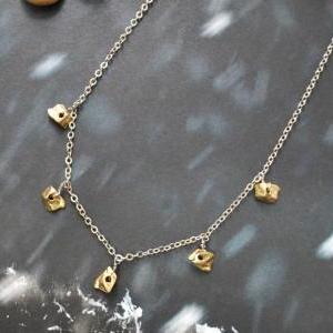 A-156 Metal chips necklace, Simple ..