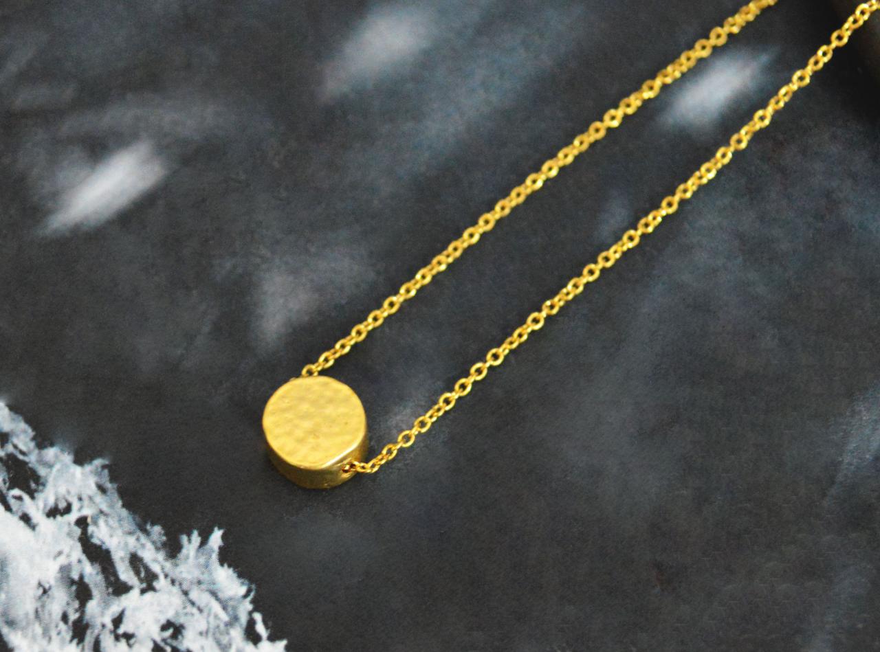 Coin Necklace, Simple Necklace, Modern Necklace, Girls Necklace, Gold Plated Necklace/bridesmaid Gifts/everyday Jewelry/