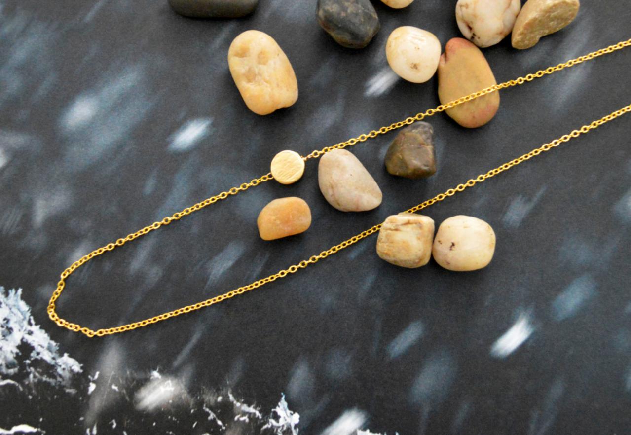 Sideways Coin Necklace, Coin Necklace, Unbalanced Necklace, Simple Necklace, Gold Plated/bridesmaid/gifts/everyday Jewelry/