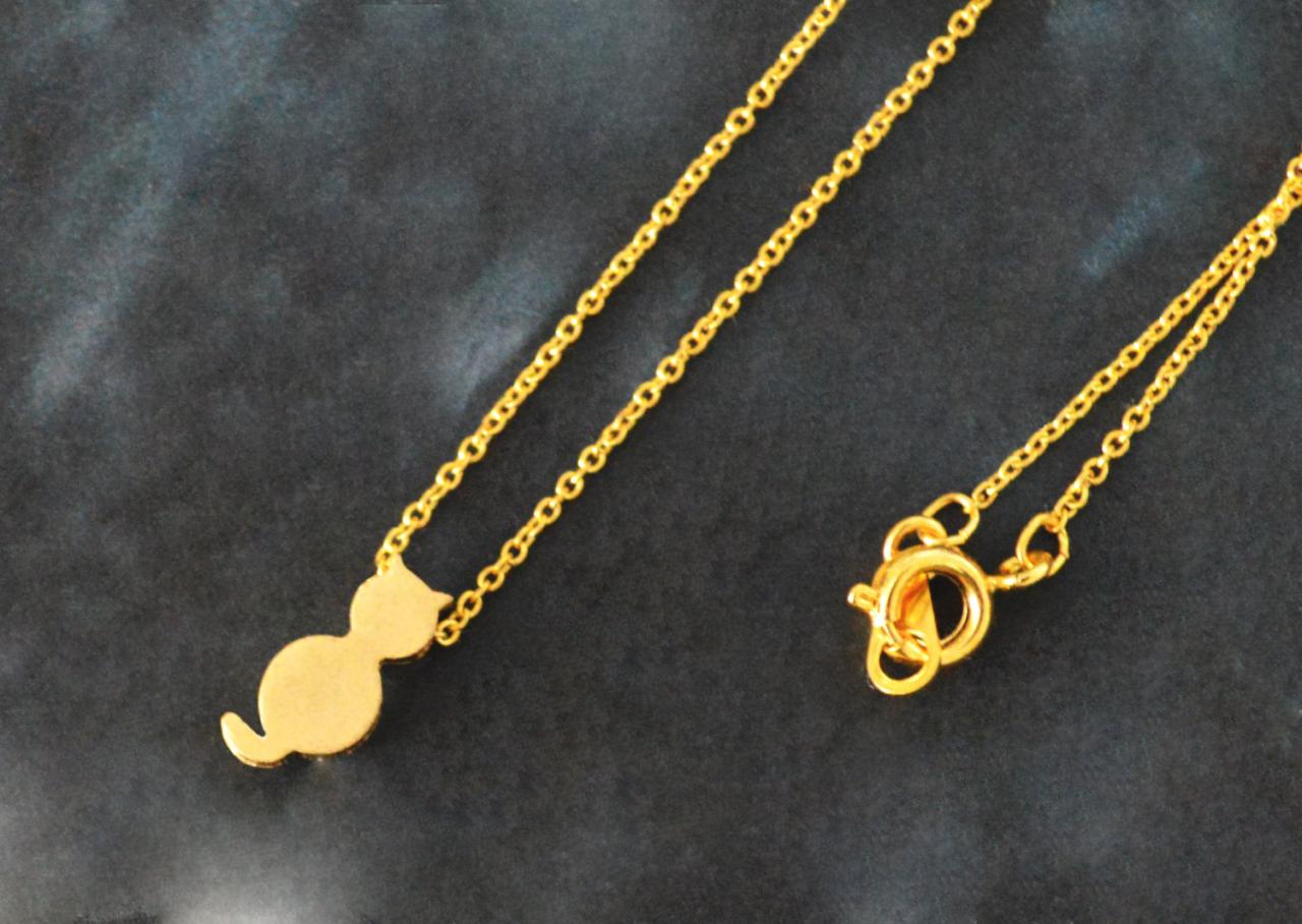 Cat necklace, Animal necklace, Simple necklace, Modern necklace, Gold plated chain/Everyday jewelry /Special gift/