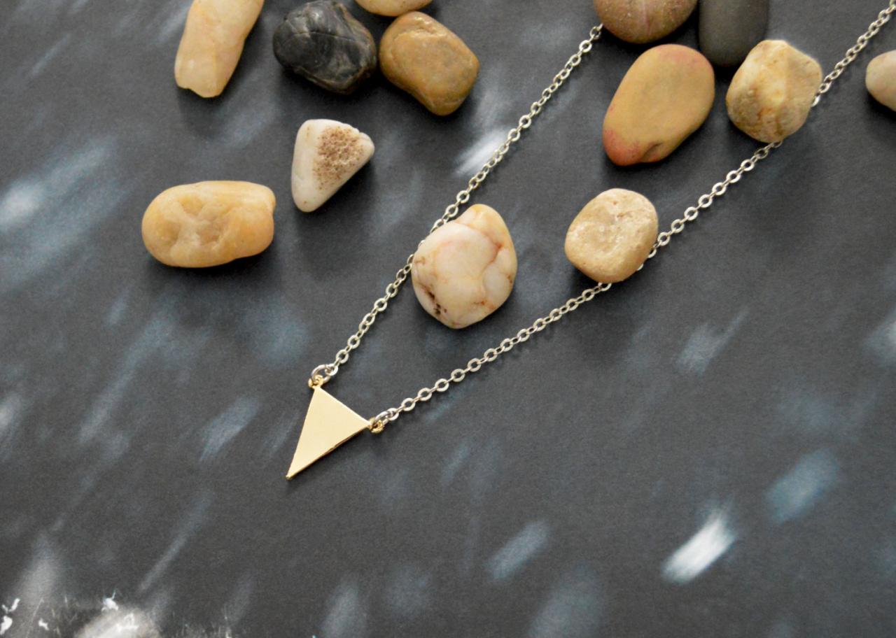 A-091 Triangle Necklace, Simple Necklace, Modern Necklace,geometric Necklace, Gold Silver Plated/bridesmaid/gifts/everyday Jewelry/