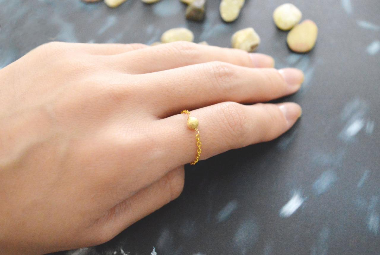 E-019 Metal Bead Ring, Beads Ring, Chain Ring, Simple Ring, Modern Ring, Gold Plated Ring/everyday/gift/