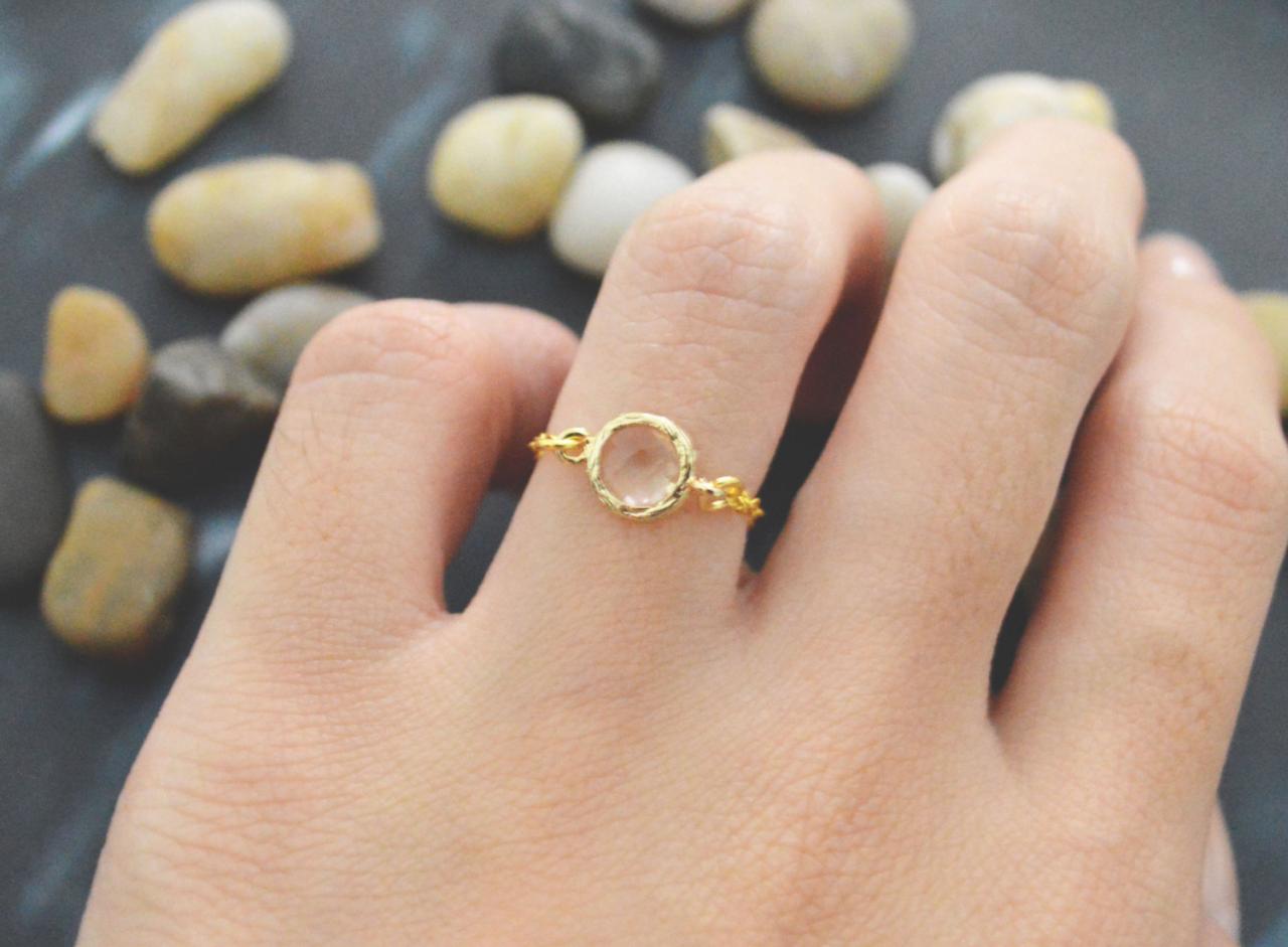 E-012 Champagne Glass ring, Gold Frame ring, Chain ring, Simple ring, Modern ring, Gold plated ring/Everyday/Gift/