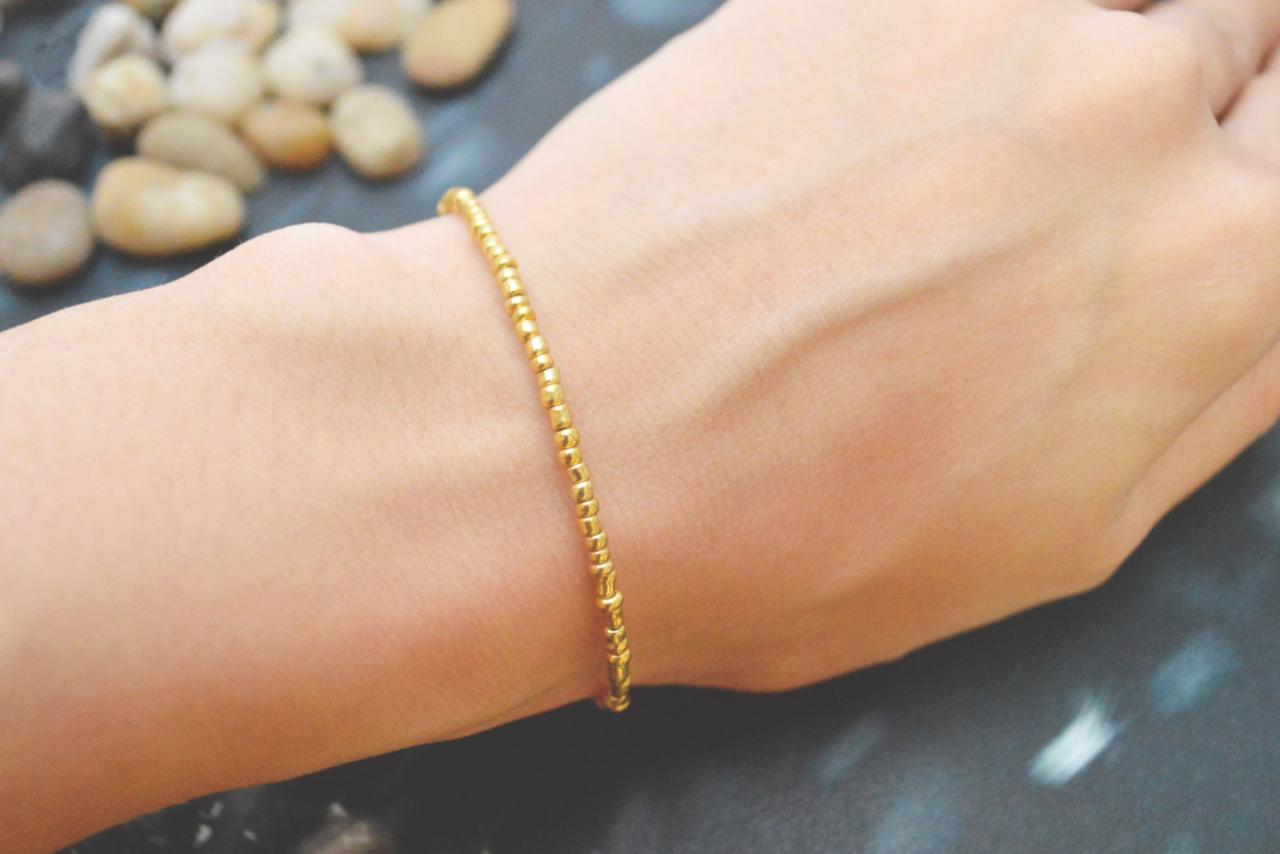 C-064 Gold Beaded bracelet, Seed bead bracelet, Simple bracelet, Modern bracelet/Everyday jewelry/