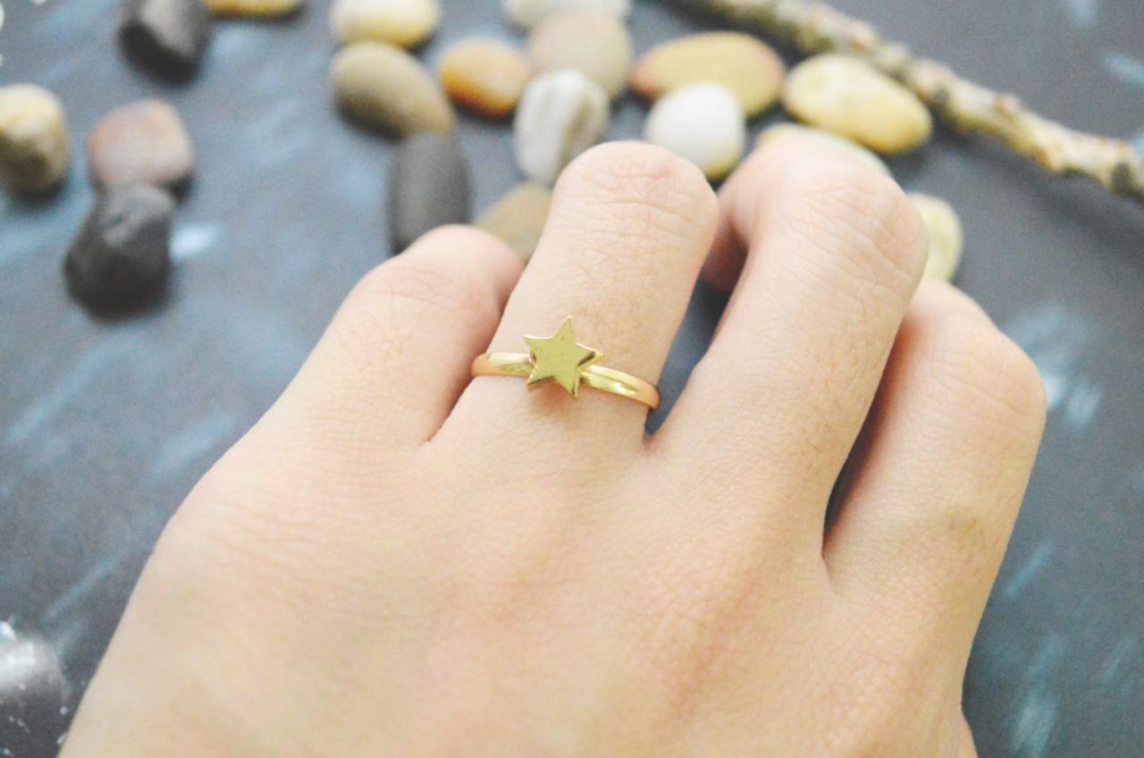 E-047 Star Ring, Adjustable Ring, Stretch Ring, Simple Ring, Modern Ring, Gold Plated Ring/everyday/gift/