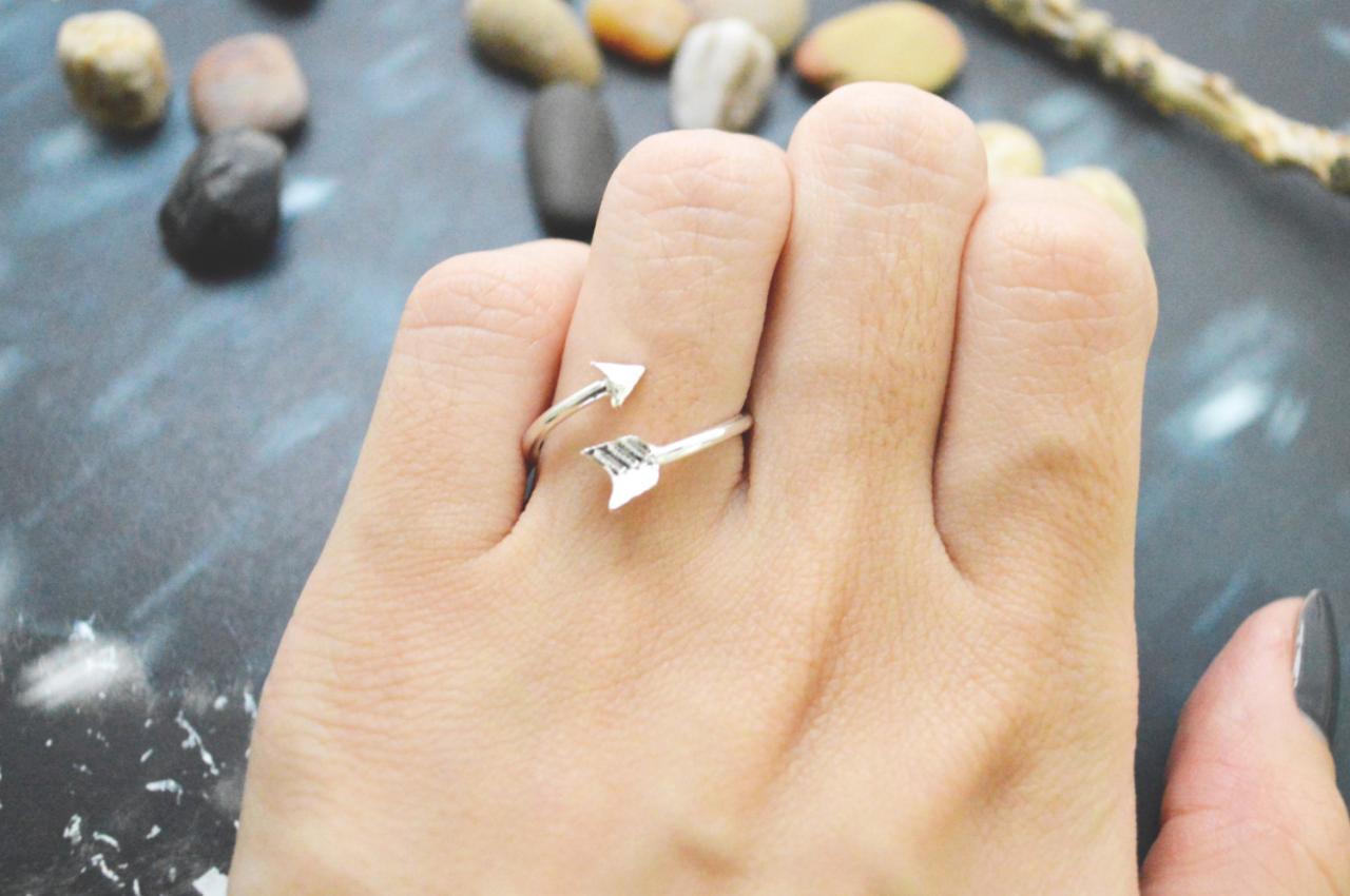 E-046 Arrow Ring, Adjustable Ring, Stretch Ring, Simple Ring, Modern Ring, Silver Plated Ring/everyday/gift/