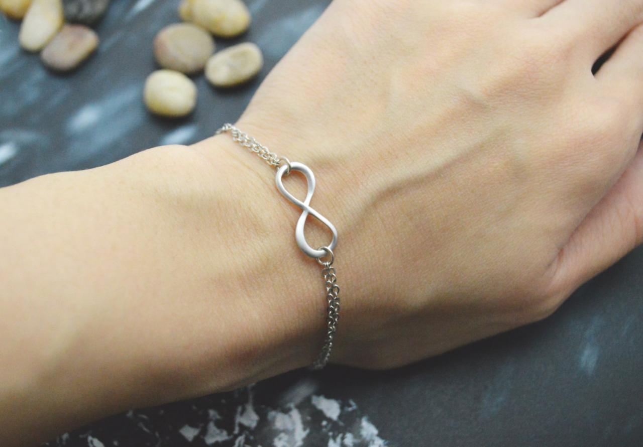 C-038 Infinity Bracelet, Double Layered Bracelet, Simple Bracelet, Silver Plated/everyday Jewelry/
