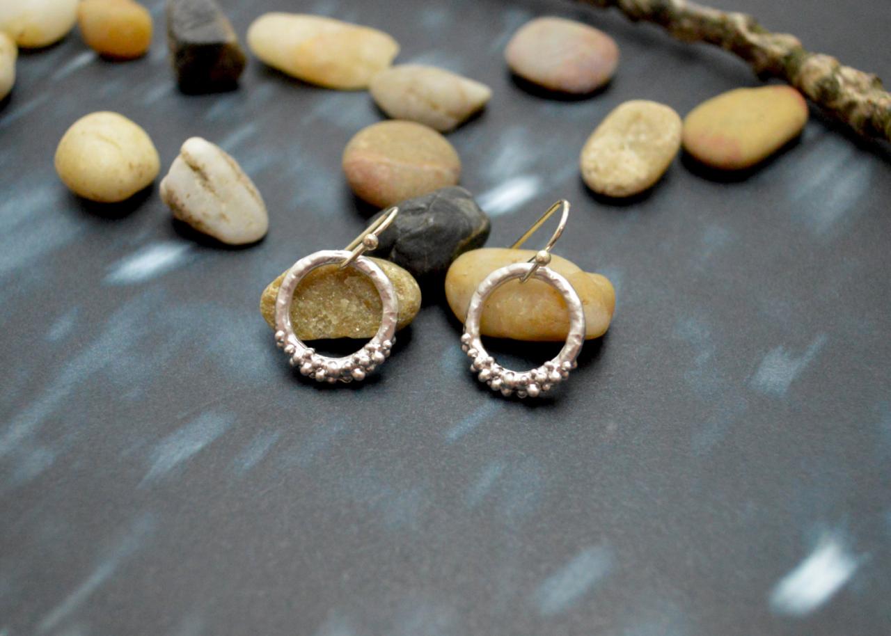 B-069 Ring earrings, Simple earrings, Modern earrings, Silver plated earrings/Bridesmaid gifts/Everyday jewelry/