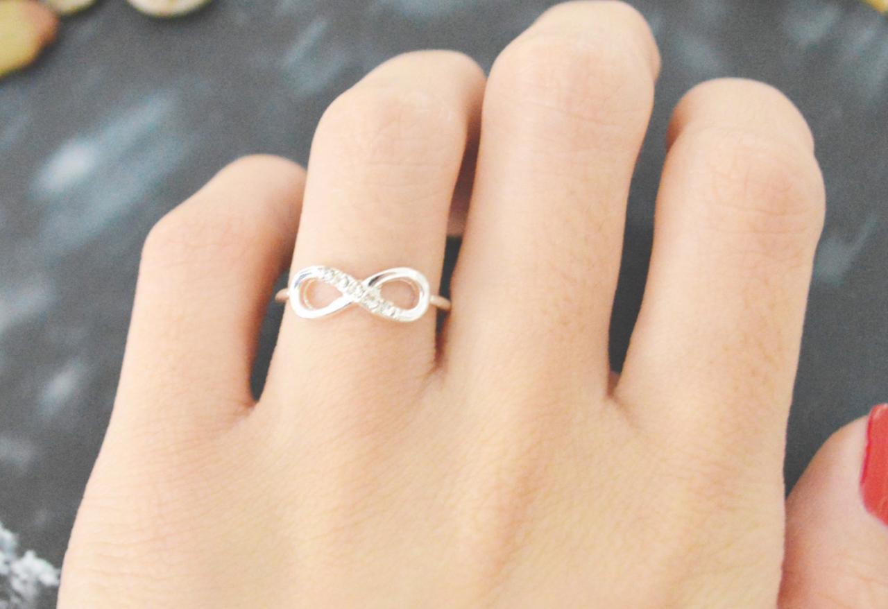 E-053 Infinity Ring, Cubic Ring, Simple Ring, Modern Ring, Silver Plated Ring/everyday/gift/