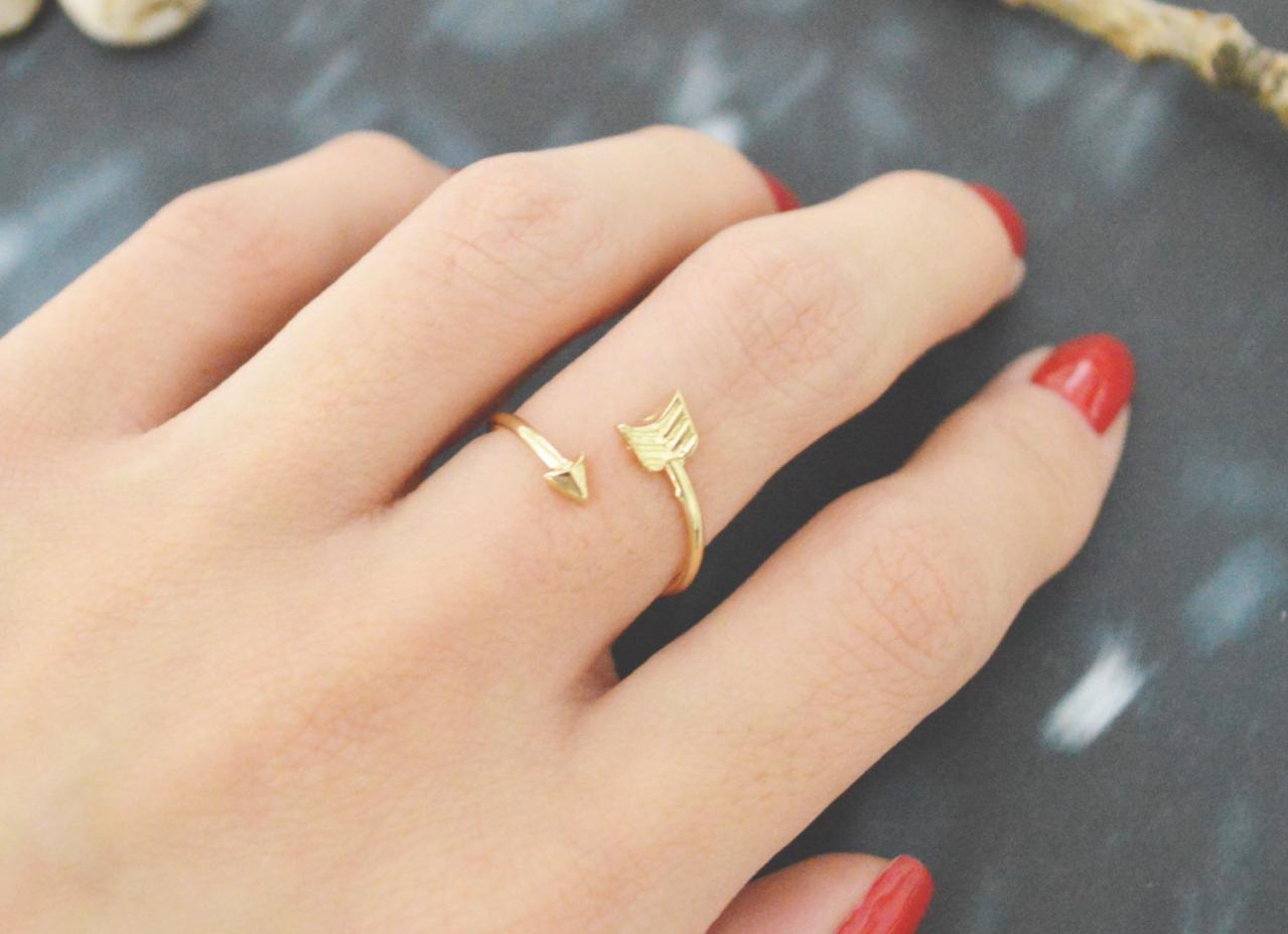 E-057 Arrow Ring, Adjustable Ring, Stretch Ring, Simple Ring, Modern Ring, Gold Plated Ring/everyday/gift/