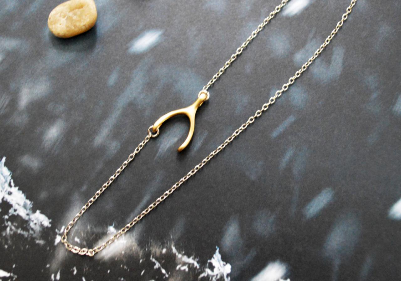 A-178 Sideways wishbone necklace, Asymmetrical, Unbalanced necklace, Simple necklace,Silver, Gold plated /Bridesmaid/gifts/Everyday jewelry/